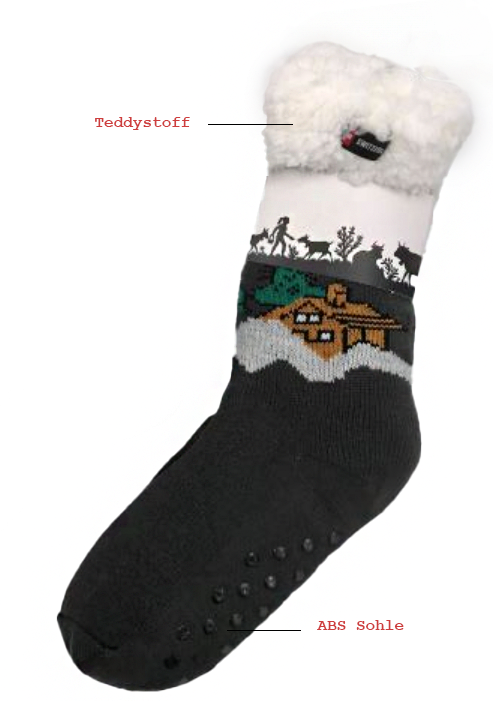 Teddy Hüttensocken mit traditionellem Charme, grau