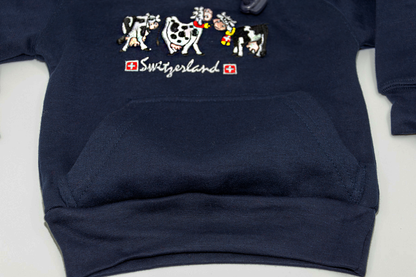 AlpenZwerge- Kapuzen Sweatshirt "Kühe" blau -   Gr.80