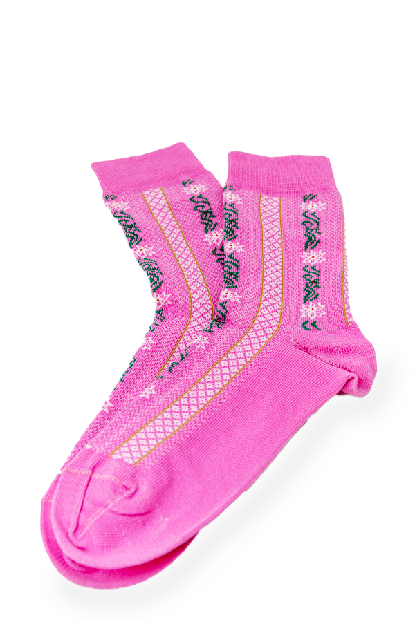 Traditionelle Edelweiss Damen Socken in Pink