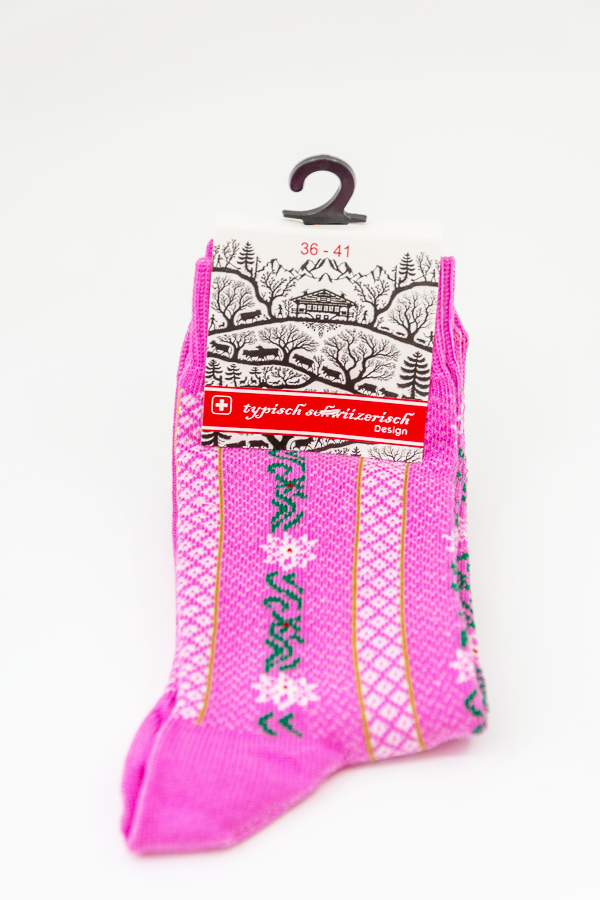 Traditionelle Edelweiss Damen Socken in Pink