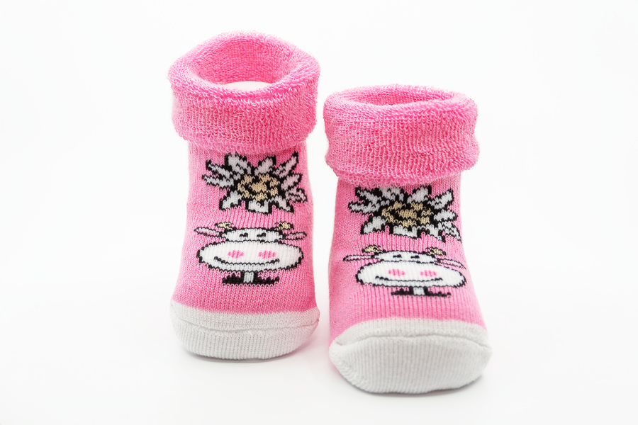 Alpini- New Born Socken "Kuh" pink