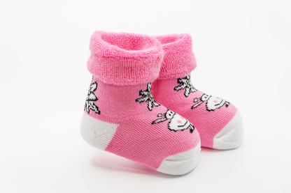 Alpini- New Born Socken "Kuh" pink