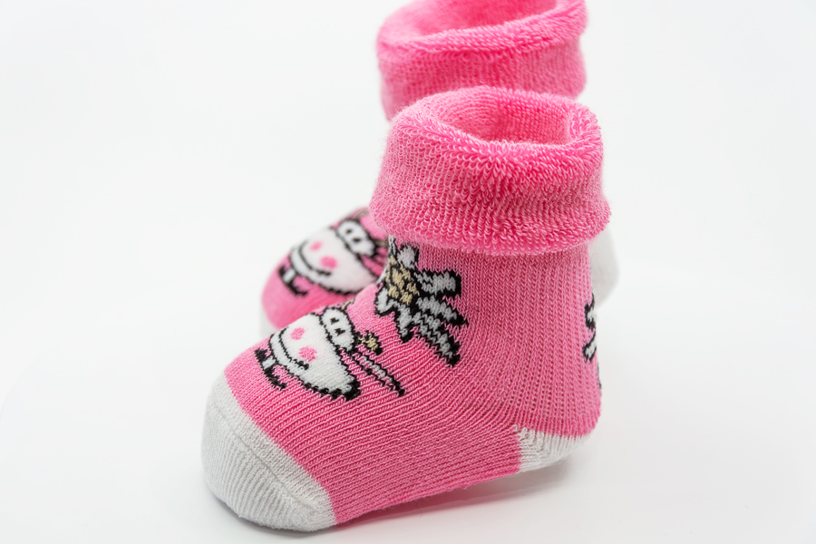 Alpini- New Born Socken "Kuh" pink