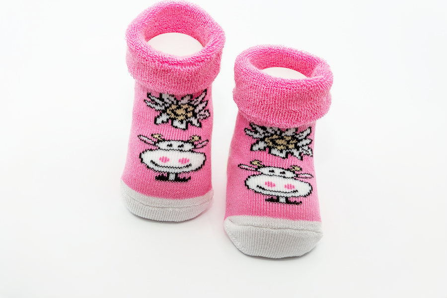 Alpini- New Born Socken "Kuh" pink