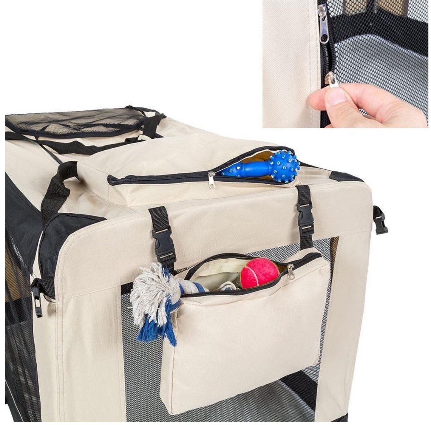 TOPMAST NYLON HUNDETRANSPORTBOX - BEIGE - FALTBAR