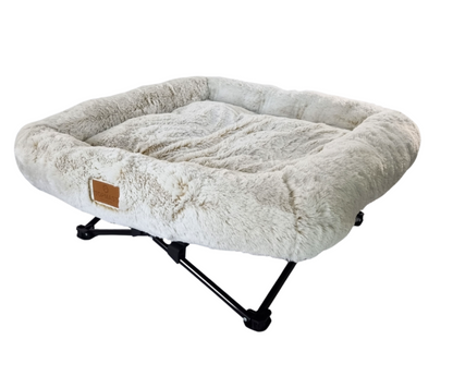 TOPMAST Hundebett - FLUFFY - Schneeweiss - 76 X 76 X 13 CM