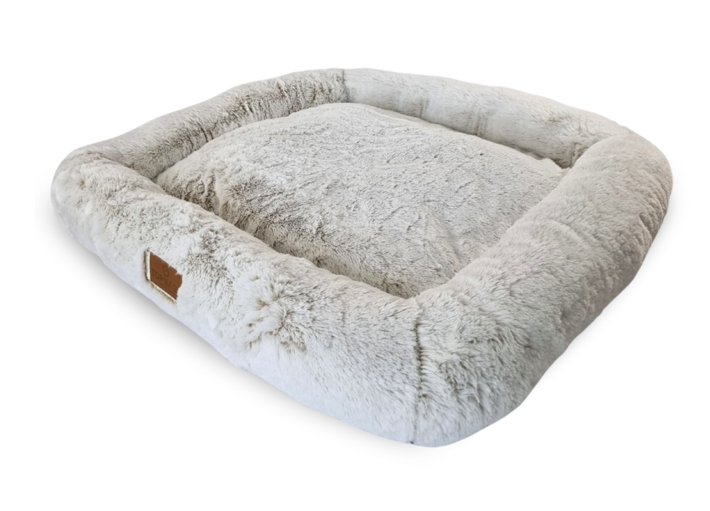 TOPMAST Hundebett - FLUFFY - Schneeweiss - 76 X 76 X 13 CM