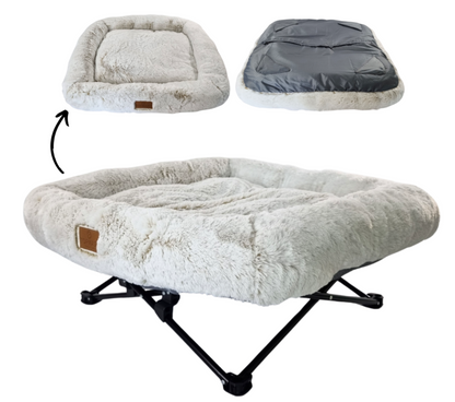 TOPMAST Hundebett - FLUFFY - Schneeweiss - 76 X 76 X 13 CM