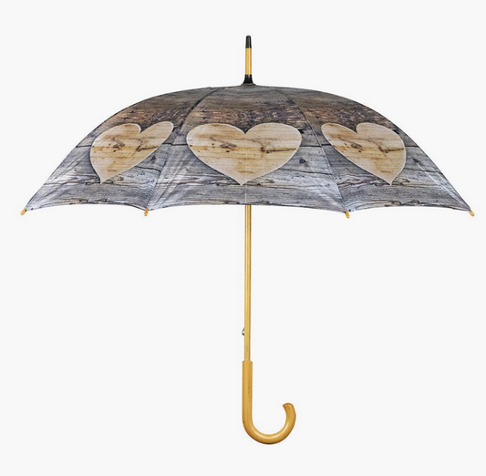 Regenschirm "Wood Heart" -Eleganz und Naturverbundenheit für regnerische Tage