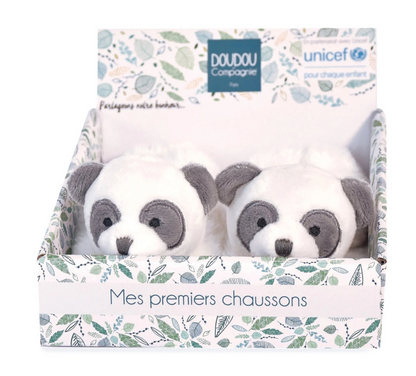 Doudou Unicef Füsslinge mit Rassel Panda 0-6M