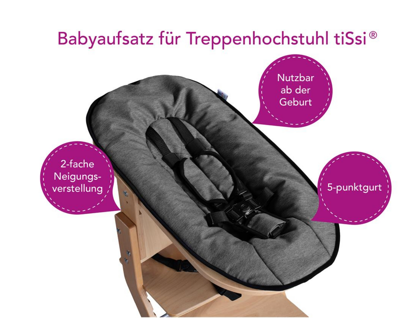 tiSsi Babyaufsatz, natur - anthrazit, für Kinderhochstuhl