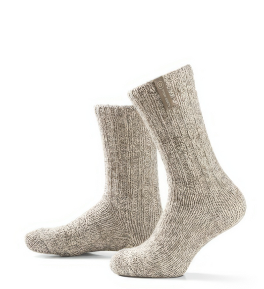 Beige Wolle Damensocken und Herrensocken Sleep Well, Taupe Label, Bettsocken, Wadensocke, 37-41