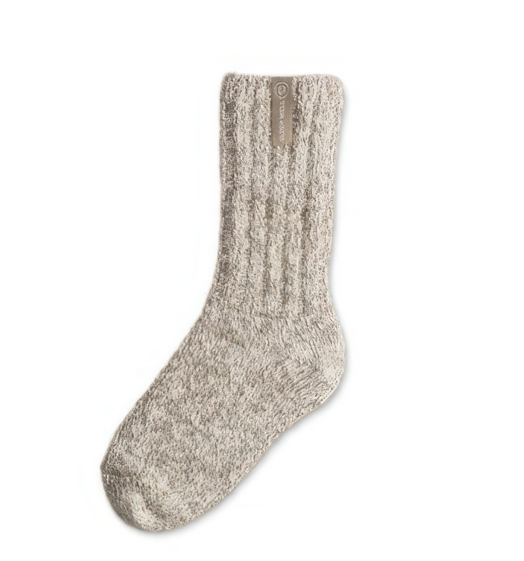 Beige Wolle Damensocken und Herrensocken Sleep Well, Taupe Label, Bettsocken, Wadensocke, 37-41