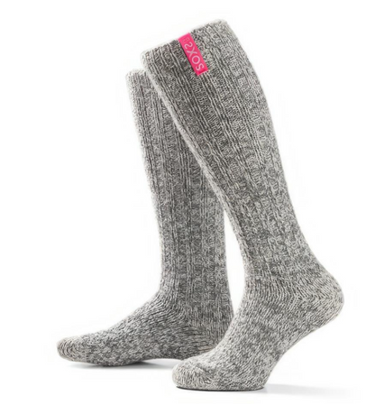 Graue Wolle Damensocken Bubblegum, Kniesocke, 37-41