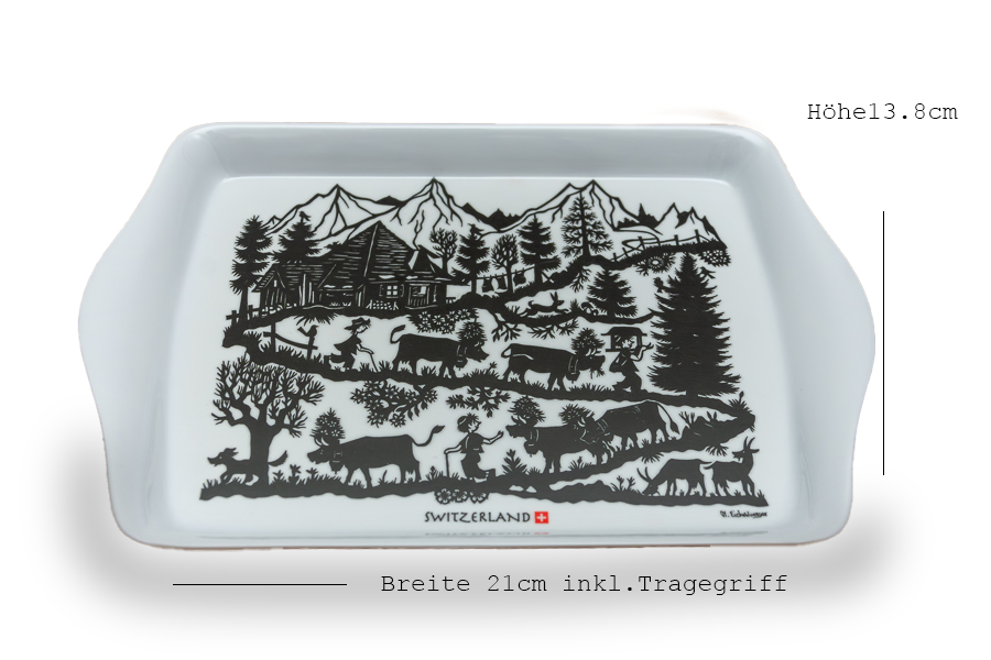 Stilvolles Melamin-Tablett Heimat - Look /  21x 13.8cm