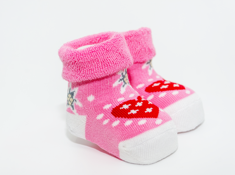 Alpini - New Born Socken "Herz" pink