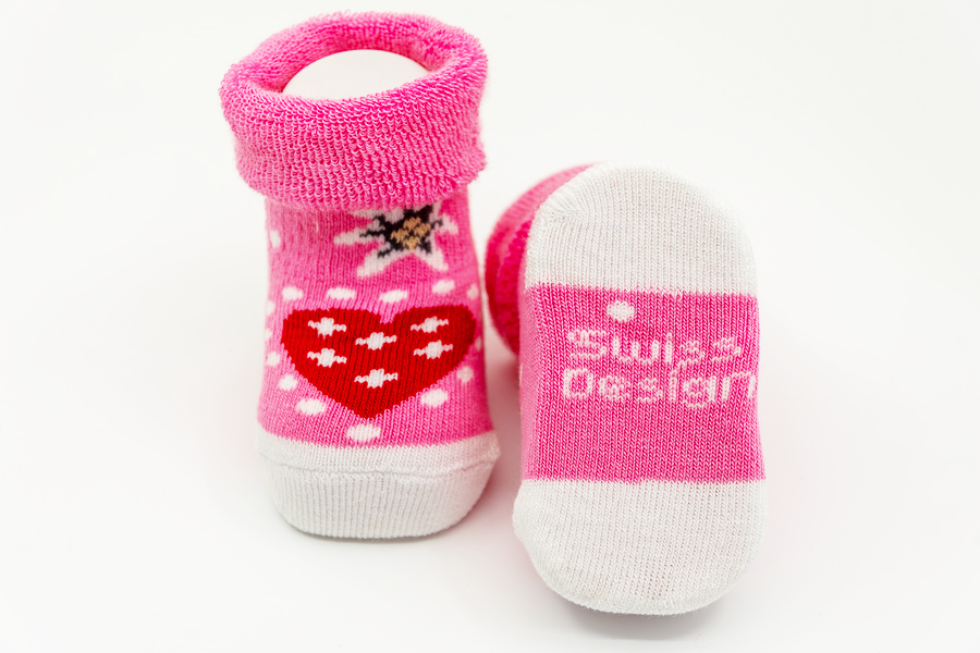 Alpini - New Born Socken "Herz" pink